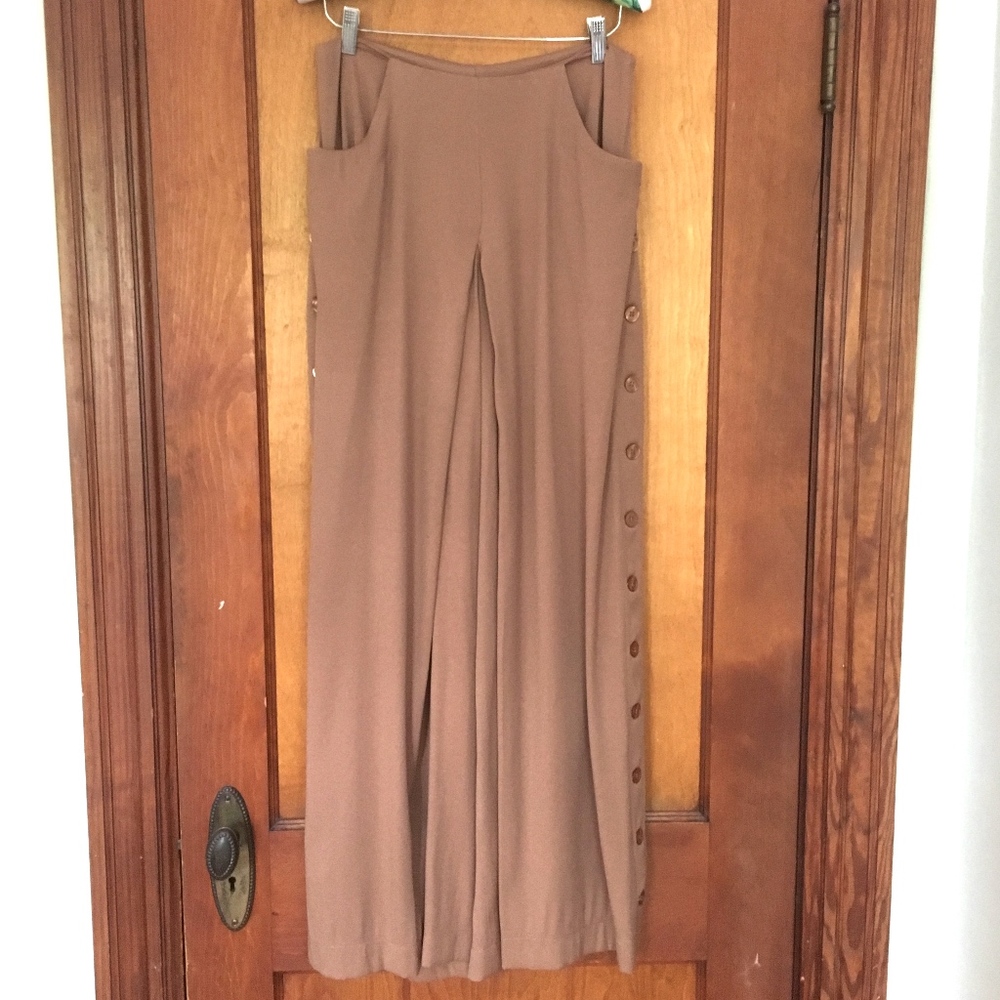 Side-Button Palazzo Pants